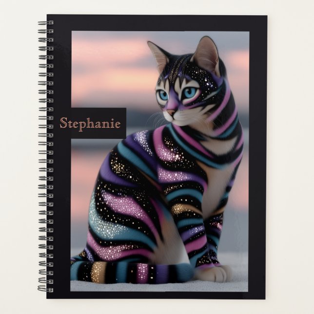 Cute Cat and Personalised Name Design Planner (Front)
