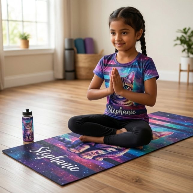 Cute Cat and Personalised Name Design Yoga Mat (Creator Uploaded)