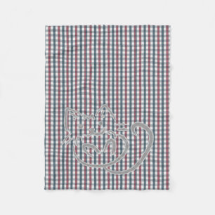Cute Cat and Plaid Pattern Fleece Blanket