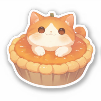 Cute Cat and Pumpkin Pie Sticker