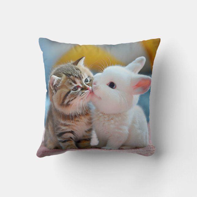 Cute cat and rabbit pillow cushion (Back)