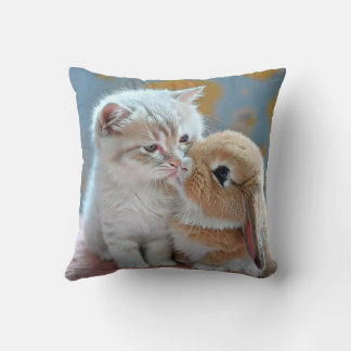 Cute cat and rabbit pillow cushion