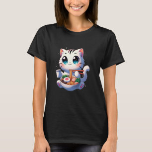 Cute Cat And Ramen Anime Kawaii Men Women Kids T-s T-Shirt