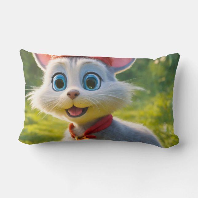 Cute Cat And Rat  Lumbar Cushion (Back)