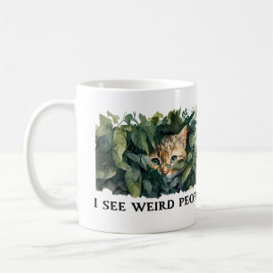 Cute Cat and Weird People Quote Coffee Mug