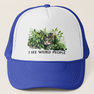 Cute Cat and Weird People Quote Trucker Hat
