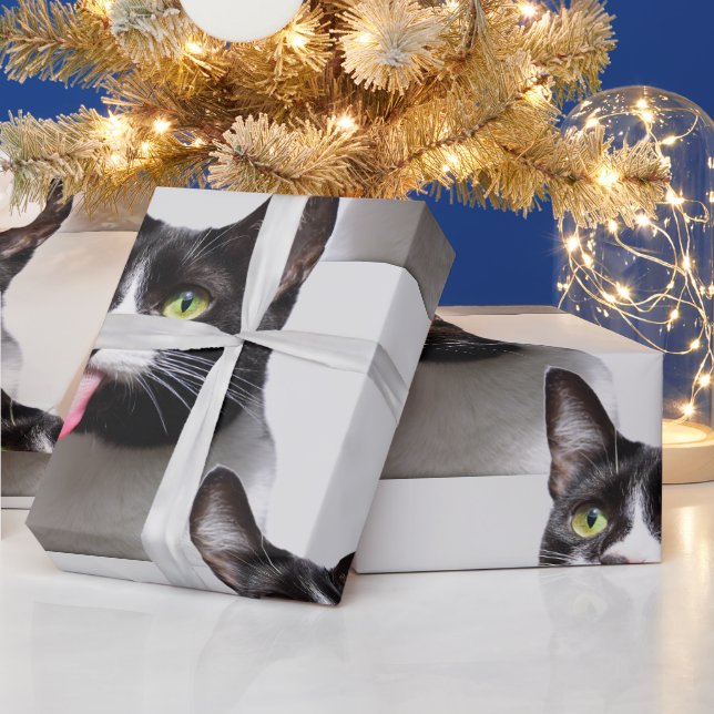 Cute Cat Animal Pet Sticking Tongue Out Wrapping Paper (Holidays)