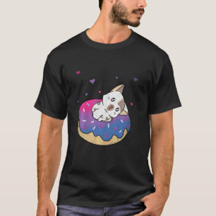 Cute Cat Animal Queer Bi Pride Bisexuality Doughnu T-Shirt