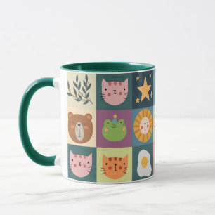 Cute Cat Animals Patcwork Mug