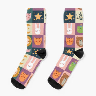 Cute Cat Animals Patcwork Socks