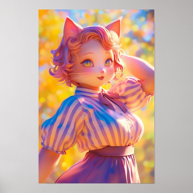 Cute Cat Anthro Poster (Front)