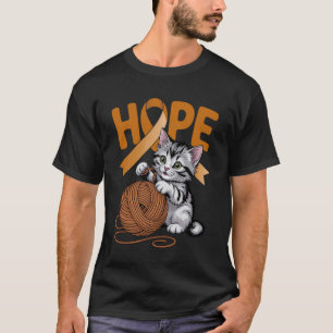 Cute Cat Appendix Cancer Awareness Orange Ribbon L T-Shirt