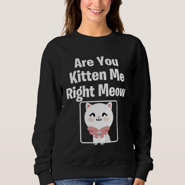 Cute  Cat Are You Kitten Me Right Meow Cat Sweatshirt (Front)