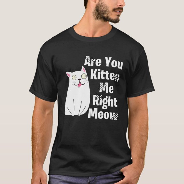 Cute  Cat Are You Kitten Me Right Meow Cat T-Shirt (Front)