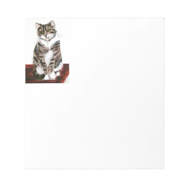 Cute Cat Art Grey Kitty Notepad (Front)
