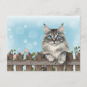 Cute Cat Art Kitten Funny Animal Cats Holiday Postcard