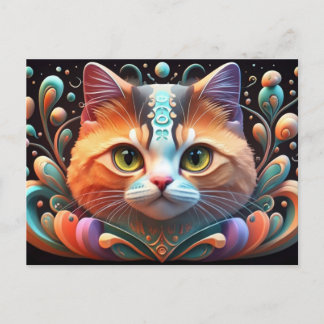 Cute Cat Art Kitten Funny Animal Cats Holiday Postcard
