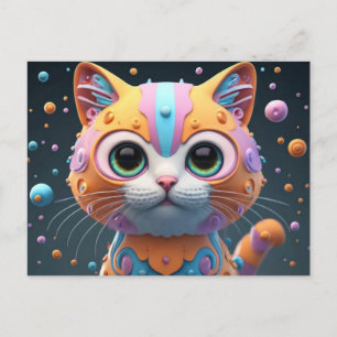 Cute Cat Art Kitten Funny Animal Cats Holiday Postcard