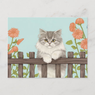 Cute Cat Art Kitten Funny Animal Cats Holiday Postcard