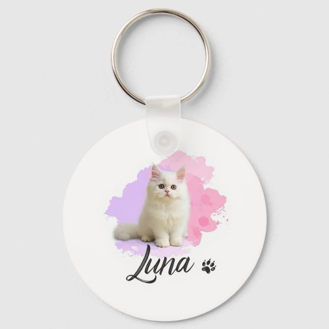 Cute Cat Artwork Kaychain – Luna Key Ring (Front)