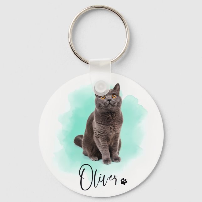 Cute Cat Artwork keychain – Gift for Animal Lovers (Front)