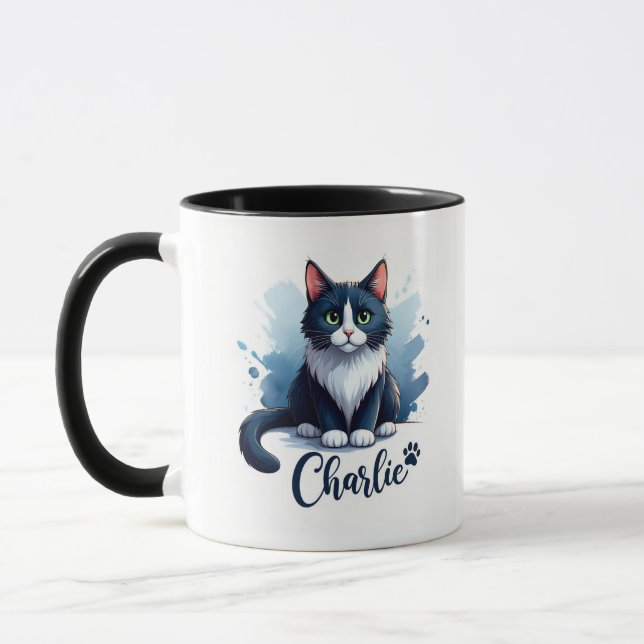 Cute Cat Artwork Mug – Gift for Animal Lovers (Left)