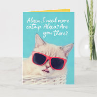 Cute Cat Asking Alexa For Catnip Birthday