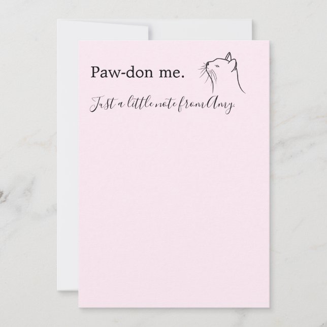 Cute cat asking "Pardon me" pink Card (Front)