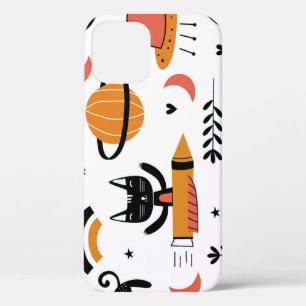 Cute Cat Astronauts: Kids Vintage Design. iPhone 12 Case