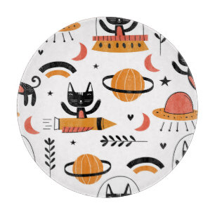 Cute Cat Astronauts: Kids Vintage Design. Cutting Board