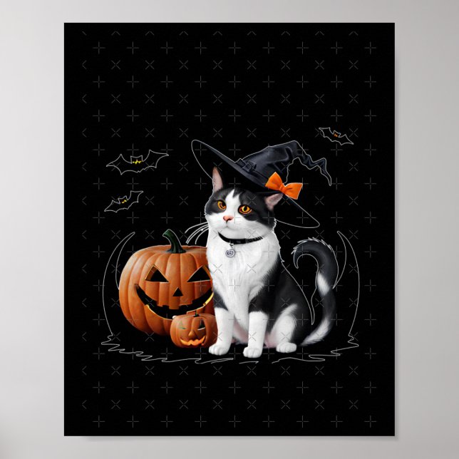 Cute Cat At Halloween Party Sticker  Poster (Front)