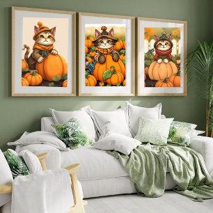 Cute Cat Autumn Pumpkin Jigsaw Puzzle