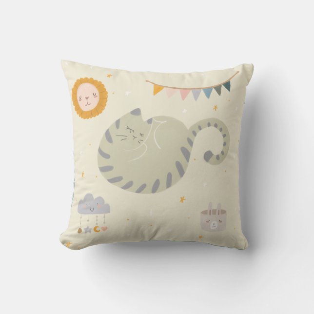 Cute cat baby Nursery  throw pillow (Front)