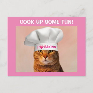 Cute Cat Baking Postcard