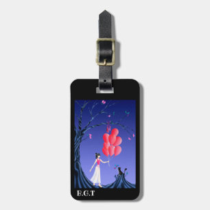 Cute Cat & Ballerina at Midnight Tree Luggage Tag