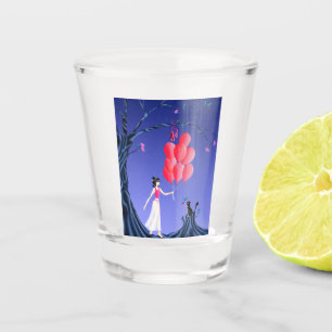 cute cat ballerina midnight tree  shot glass