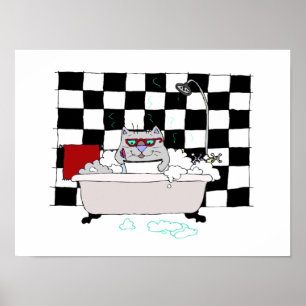Cute Cat Bathroom  Art Print