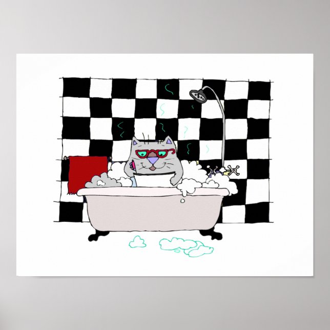 Cute Cat Bathroom  Art Print (Front)
