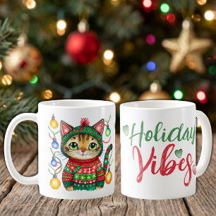 Cute cat baubles holiday vibes Christmas Coffee Mug