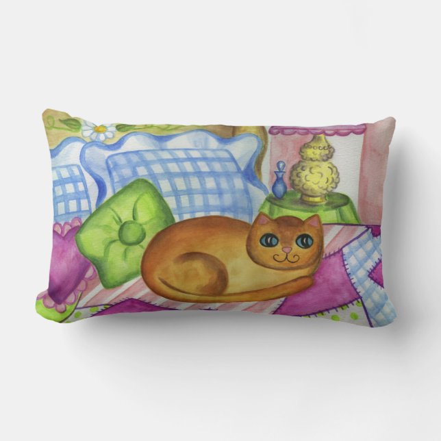 Cute Cat Bedroom Throw Pillow Gift (Front)