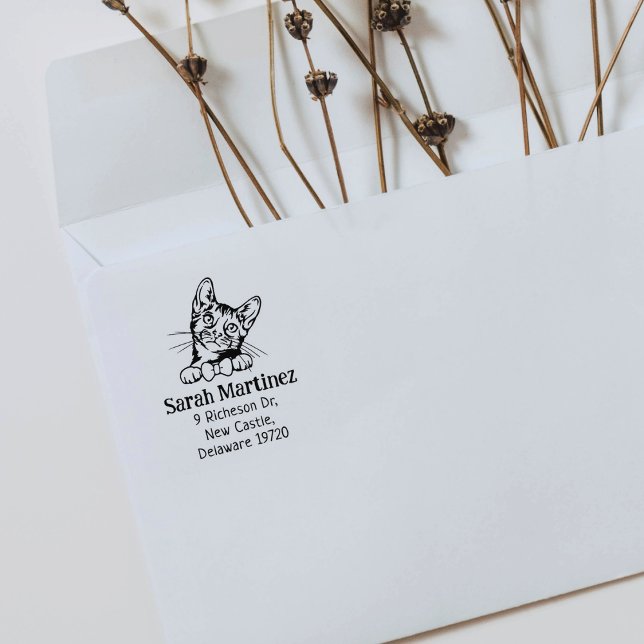 Cute Cat Bengal Return Address  Rubber Stamp (Creator Uploaded)