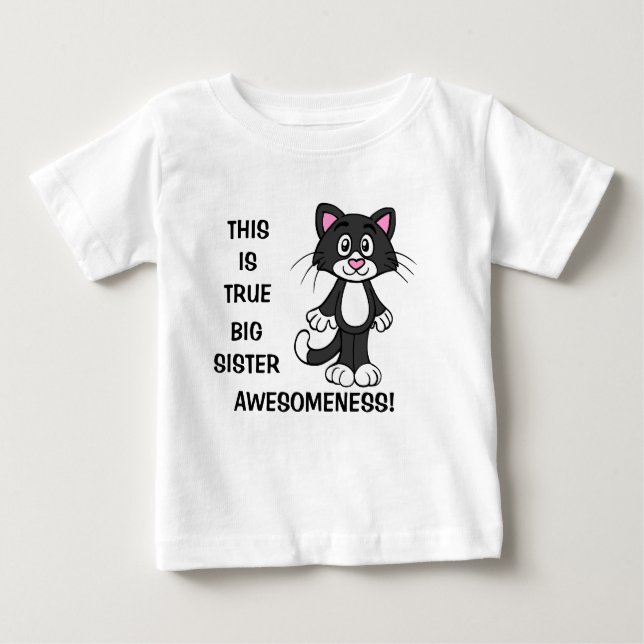 Cute Cat Big Sister Awesomeness Toddler Dress Baby T-Shirt (Front)