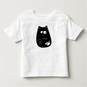 Cute cat & bird with custom name toddler T-Shirt