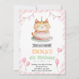 Cute cat birthday invitation
