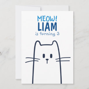 Cute Cat Birthday Invitation