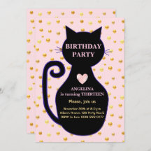 Cute Cat Birthday Invitation