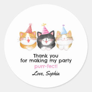 Cute Cat Birthday Party Favour Bag  Classic Round Sticker