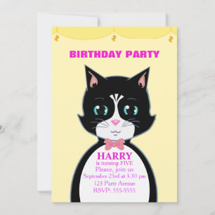 Cute Cat Birthday Party Invitation