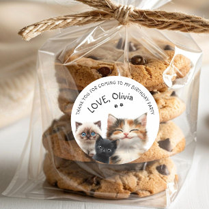 Cute Cat Birthday Thank You Sticker
