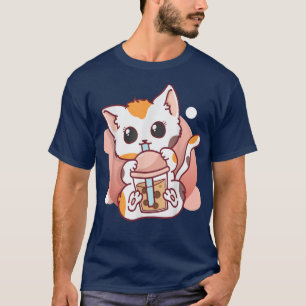 Cute Cat Boba Tea Bubble Tea Anime Kawaii Women Gi T-Shirt